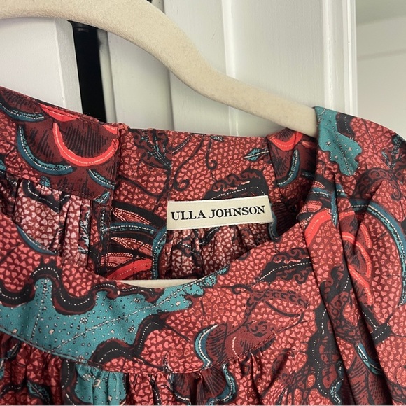 Ulla Johnson Denisa Carmine Blouse Half Sleeve Top Tie Waist - Picture 3 of 5